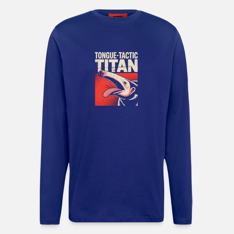 Zungen-Taktiker | Comic Ameisenbär - Langarmshirt - made by SPREAD  - Iconic Blue