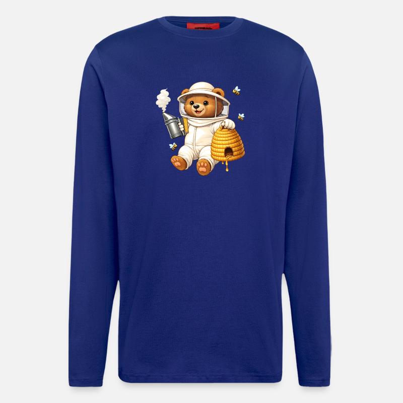 Beekeeper bear with beehive illustration - Longsleeve - made by SPREAD  - Iconic Blue