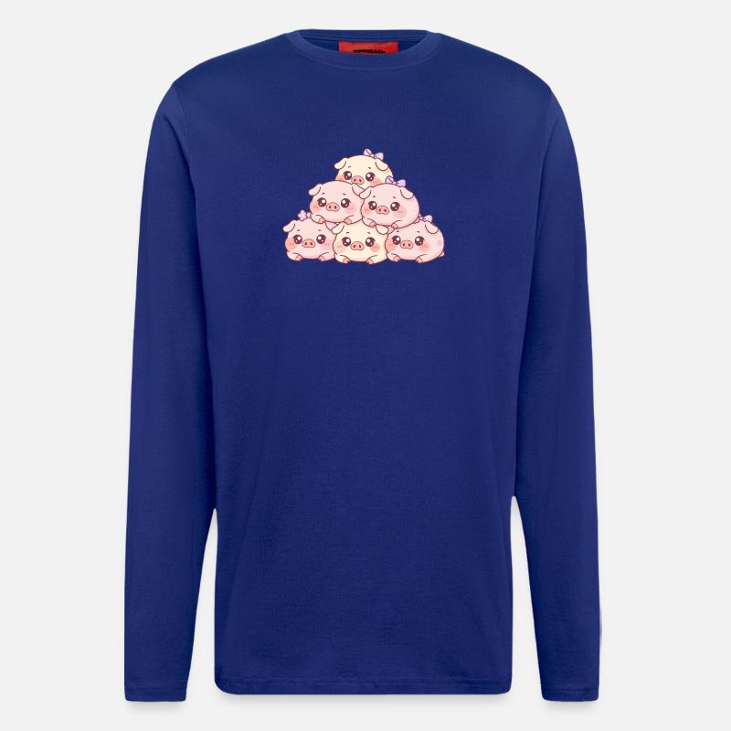 Kuschelige Schweinchen-Pyramide - Langarmshirt - made by SPREAD  - Iconic Blue