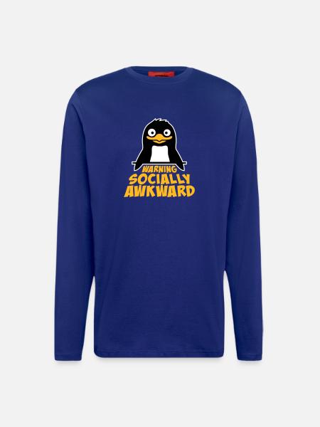 Penguin Warning Socially Awkward Funny Clumsy - Longsleeve - made by SPREAD - Iconic Blue