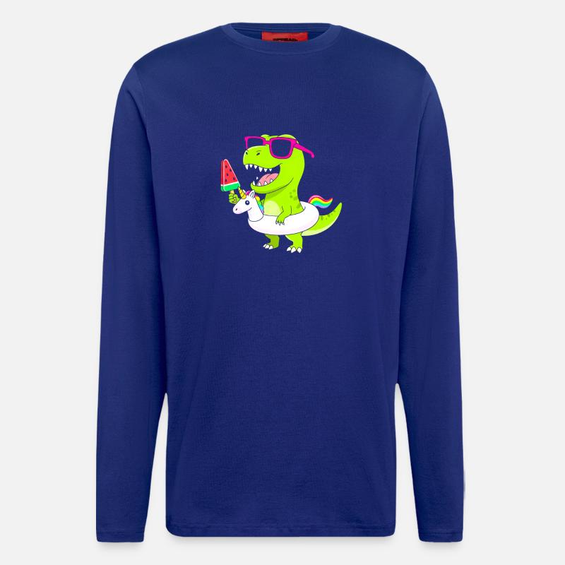 Neon-Dino mit Eis und Einhorn - Langarmshirt - made by SPREAD  - Iconic Blue
