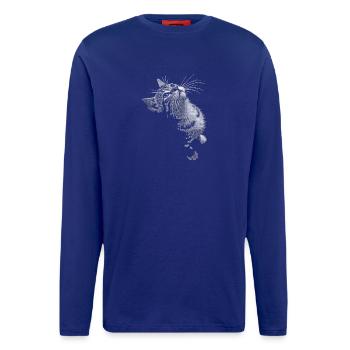 Graustufen Katzenschnurrer Blick - Langarmshirt - made by SPREAD  - Iconic Blue - Vorne