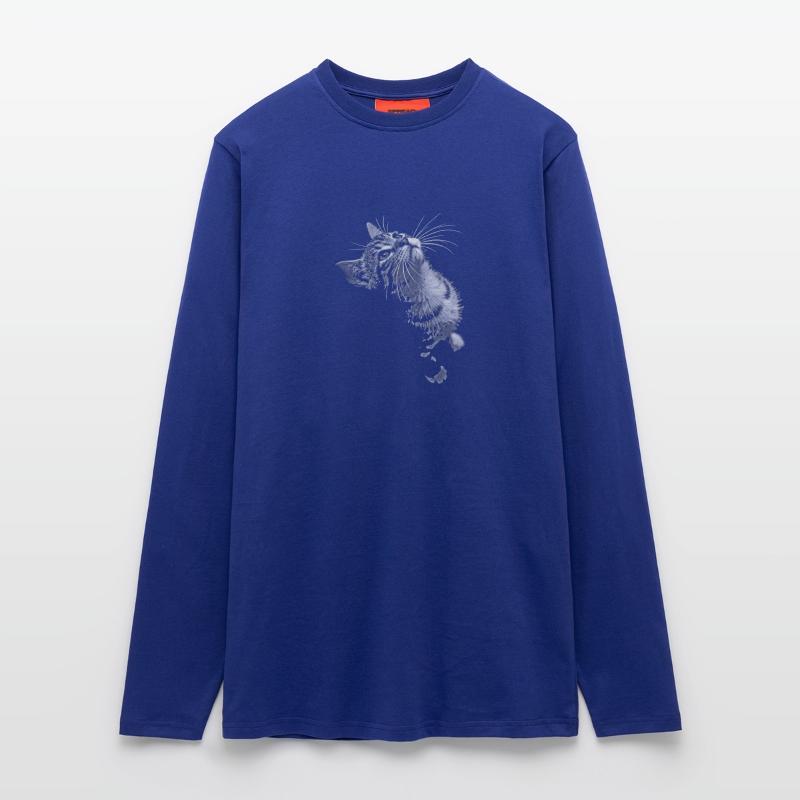 Grayscale Cat Purring Look Longsleeve - made by SPREAD 