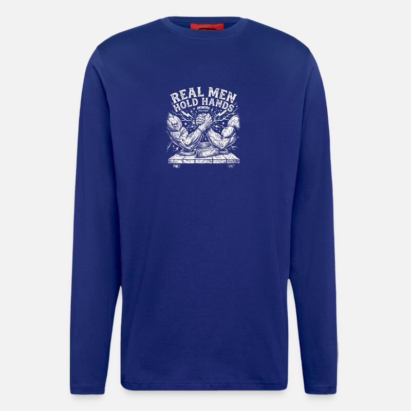 Armdrücken – Echte Männer halten Händchen - Langarmshirt - made by SPREAD  - Iconic Blue