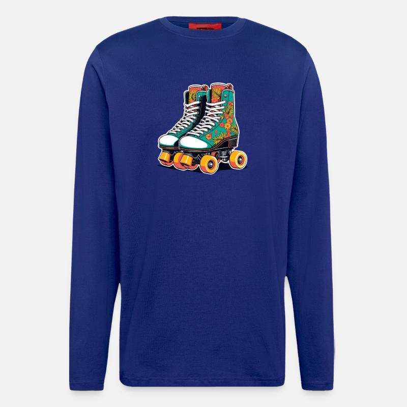 Blumenflair Rollschuhe Teal - Langarmshirt - made by SPREAD  - Iconic Blue