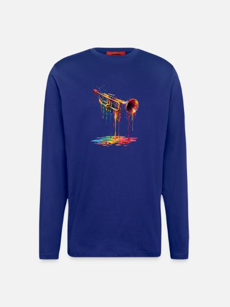 Trumpet with dripping paint - Longsleeve - made by SPREAD - Iconic Blue