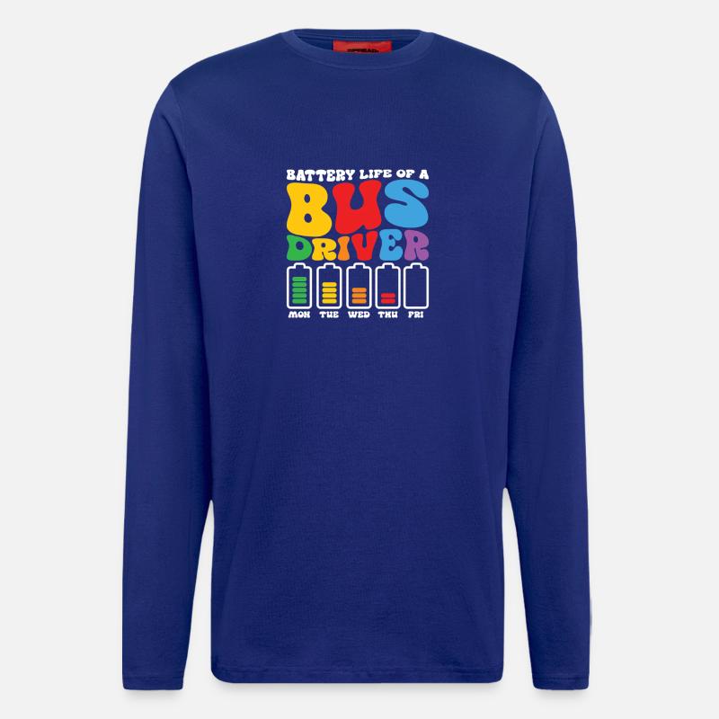 Lustiger Busfahrer Batterie Schulbusfahrer Buskneipe - Langarmshirt - made by SPREAD - Iconic Blue