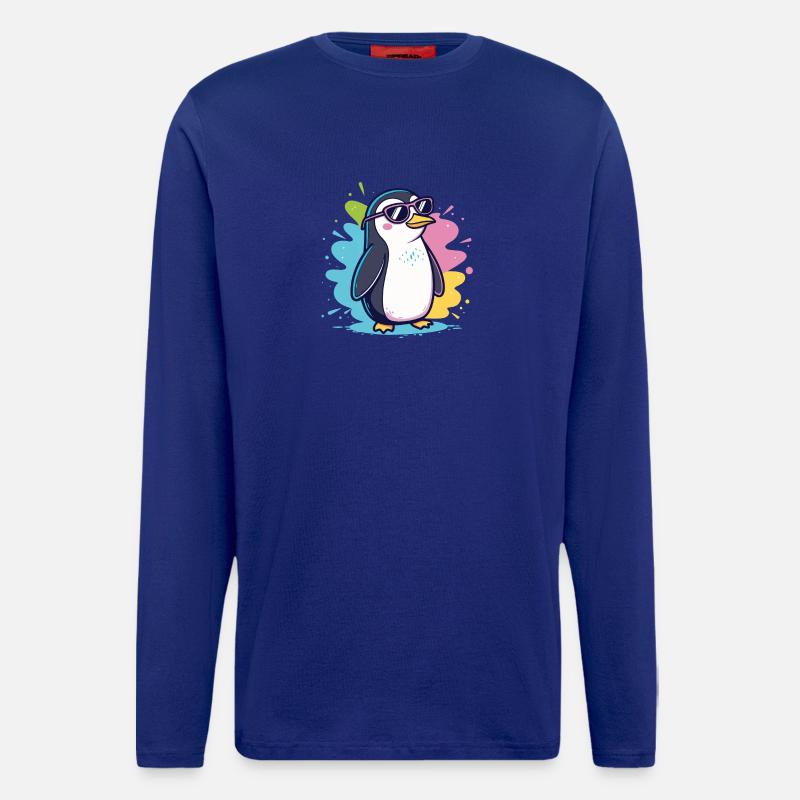 Bunter, cooler Ploppinguin mit Brille - Langarmshirt - made by SPREAD  - Iconic Blue