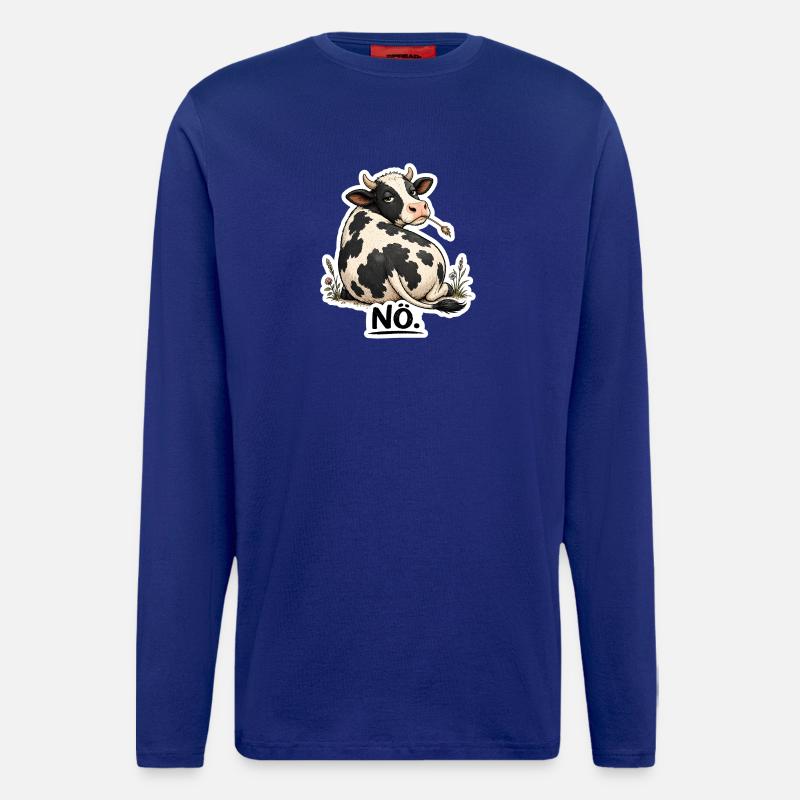 Kuh „NÖ.“ – Lustiges Statement  - Langarmshirt - made by SPREAD  - Iconic Blue