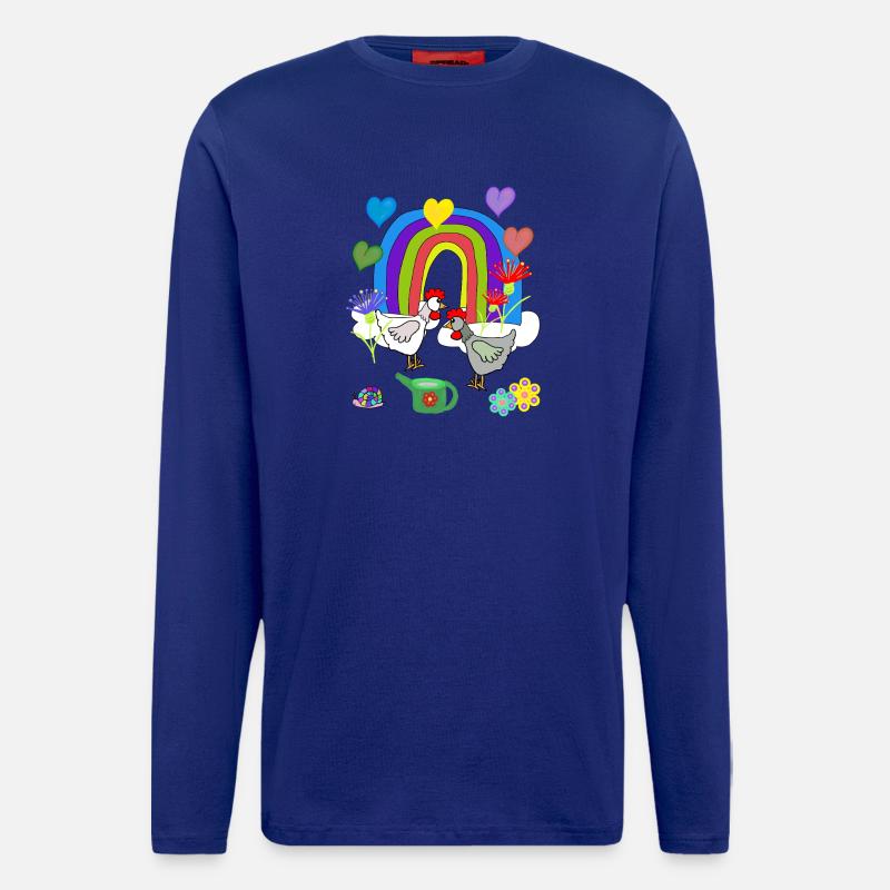 Kinder Fantasy Regenbogen Blumen Hühner  - Langarmshirt - made by SPREAD  - Iconic Blue