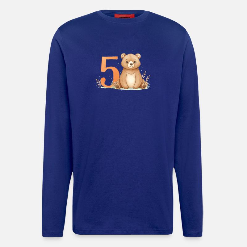 Kleiner Bär mit Nummer Fünf - Langarmshirt - made by SPREAD  - Iconic Blue