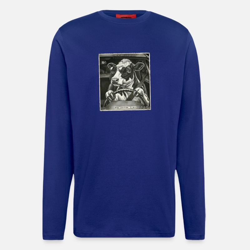 Milchkuh Geblitzt Auto Fahren - Langarmshirt - made by SPREAD - Iconic Blue