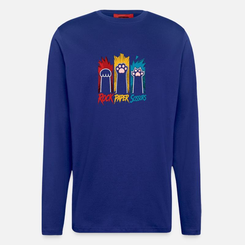 Trio Pierre-Papier-Ciseaux Pattes de Chat - Manches longues bio décontracté fabriqué en UE - Iconic Blue