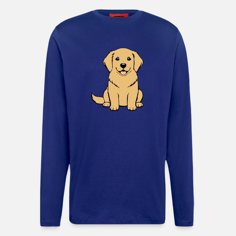 Cadeau de chien Goldenretriever Bébé Chiot - Manches longues bio décontracté fabriqué en UE - Iconic Blue