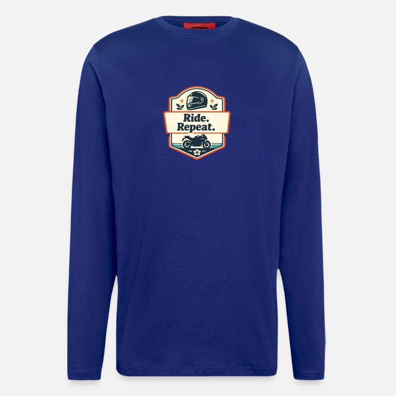 Ride. Repeat. Motorrad-Statement - Langarmshirt - made by SPREAD  - Iconic Blue