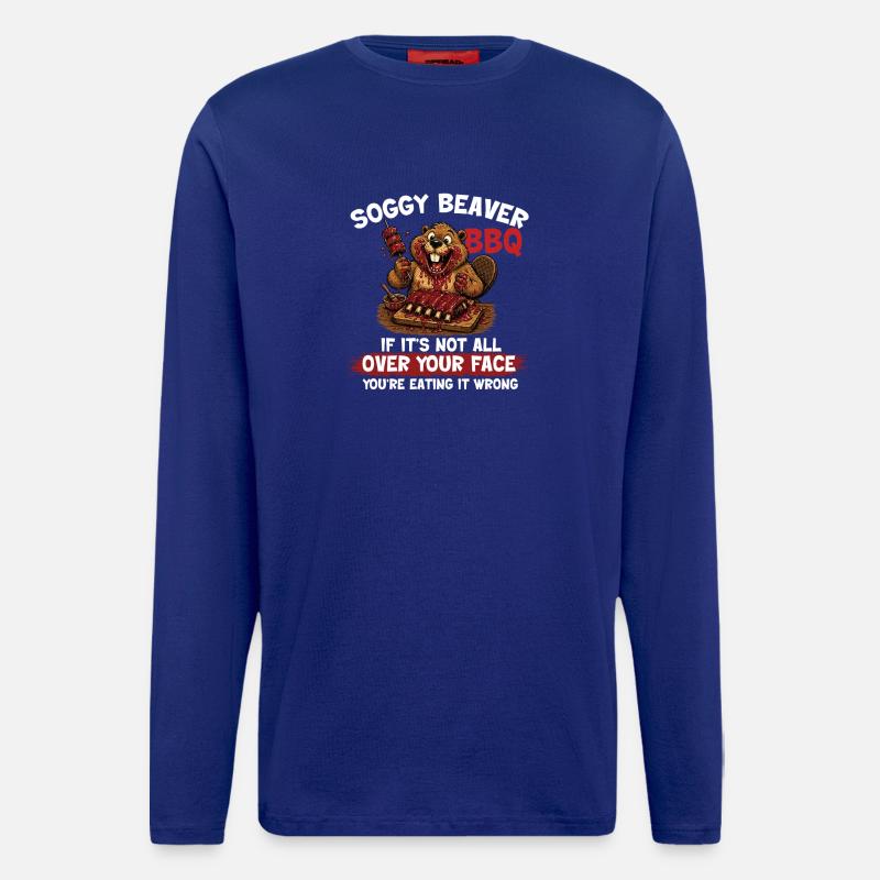 Weicher Biber-BBQ Lustiger Pitmaster - Langarmshirt - made by SPREAD  - Iconic Blue