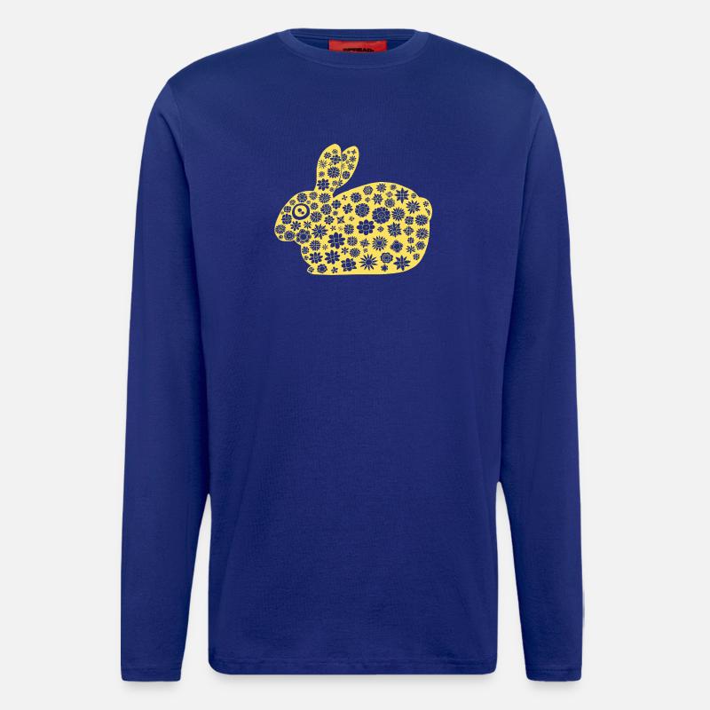 Golden Rabbit Blumenmuster - Langarmshirt - made by SPREAD  - Iconic Blue