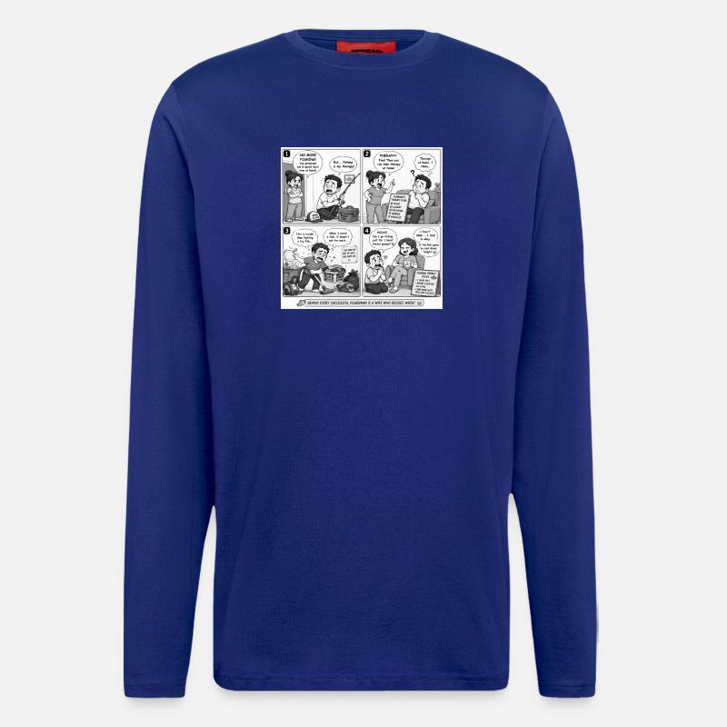 Fishing Therapy: A Comic Dilemma - Longsleeve - made by SPREAD  - Iconic Blue