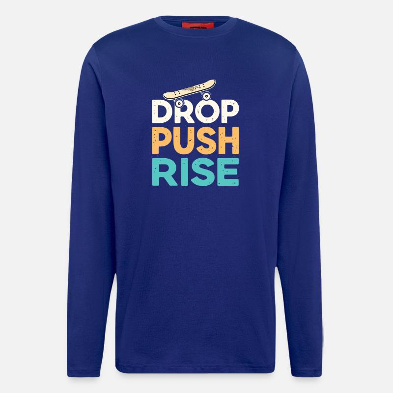 Drop Push Rise Retro Skateboard - Longsleeve - made by SPREAD  - Iconic Blue