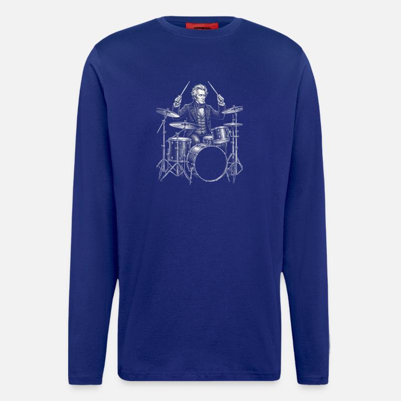 Andrew Jackson spielt Schlagzeug - Langarmshirt - made by SPREAD  - Iconic Blue