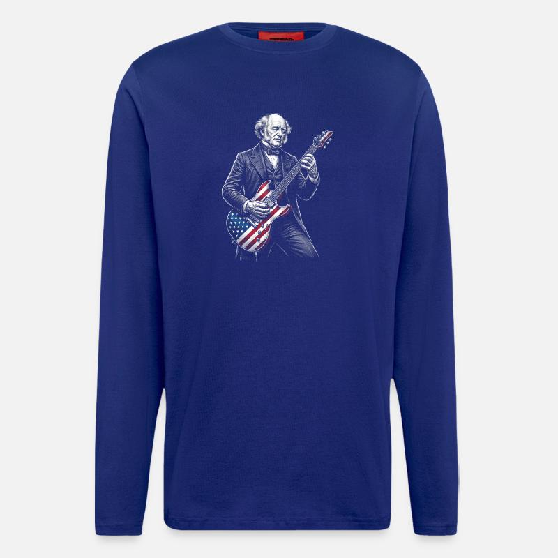 Martin Van Buren Playing Guitar - Longsleeve - made by SPREAD  - Iconic Blue