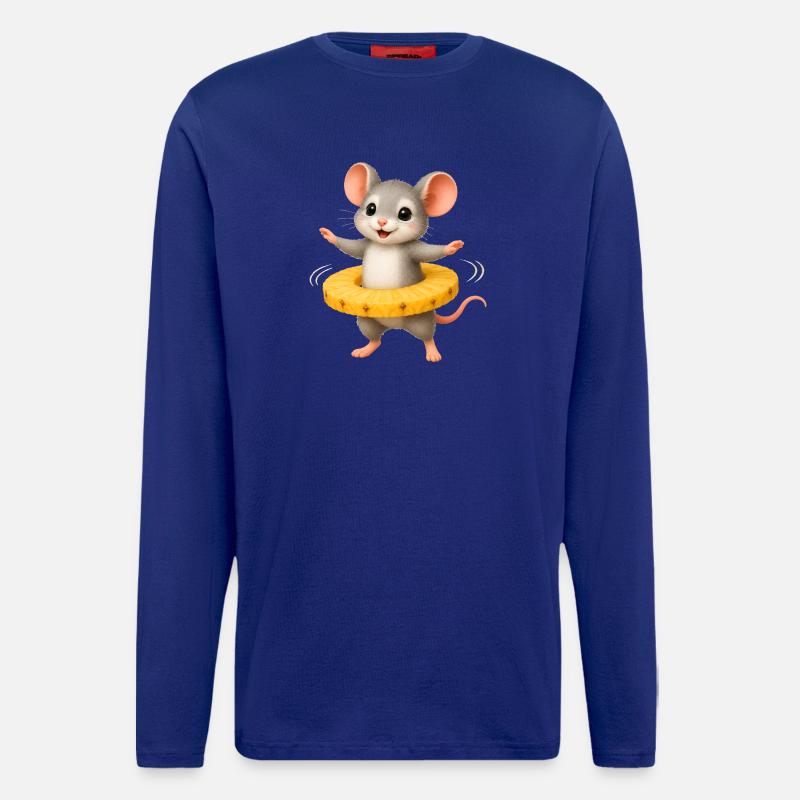 Fröhliche Maus mit Ananas Ring  - Langarmshirt - made by SPREAD  - Iconic Blue