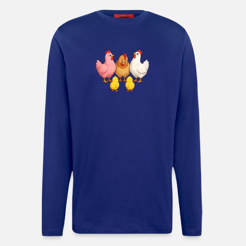 Hühner mit Kücken - Langarmshirt - made by SPREAD - Iconic Blue