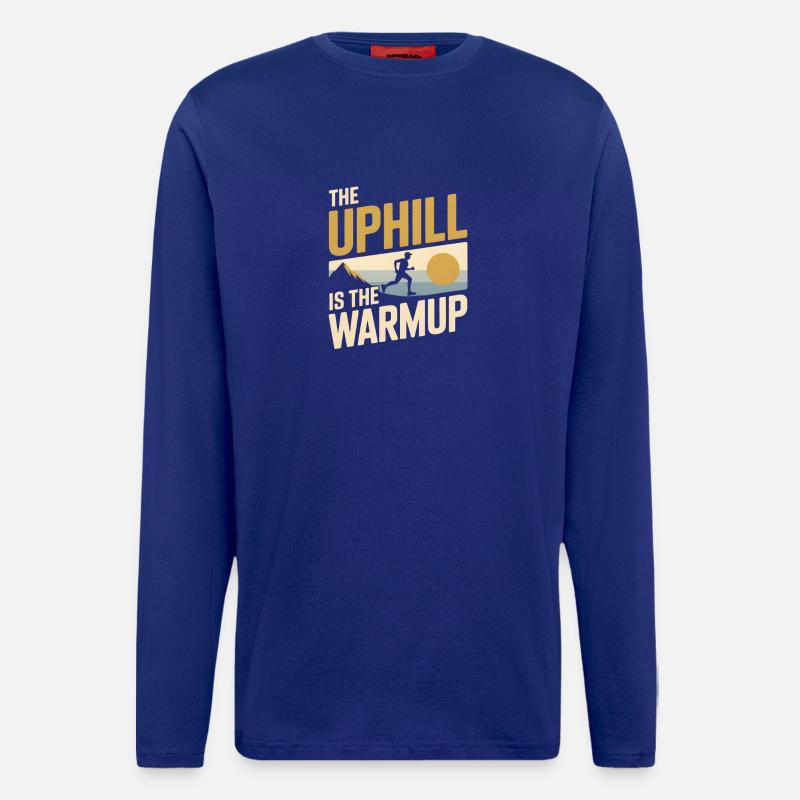 Uphill is a warm-up | Trail running - Longsleeve - made by SPREAD  - Iconic Blue