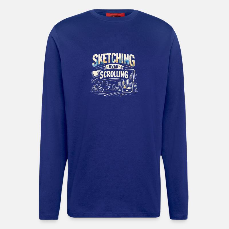 Skizzieren statt Scrollen | Urban Sketching - Langarmshirt - made by SPREAD  - Iconic Blue