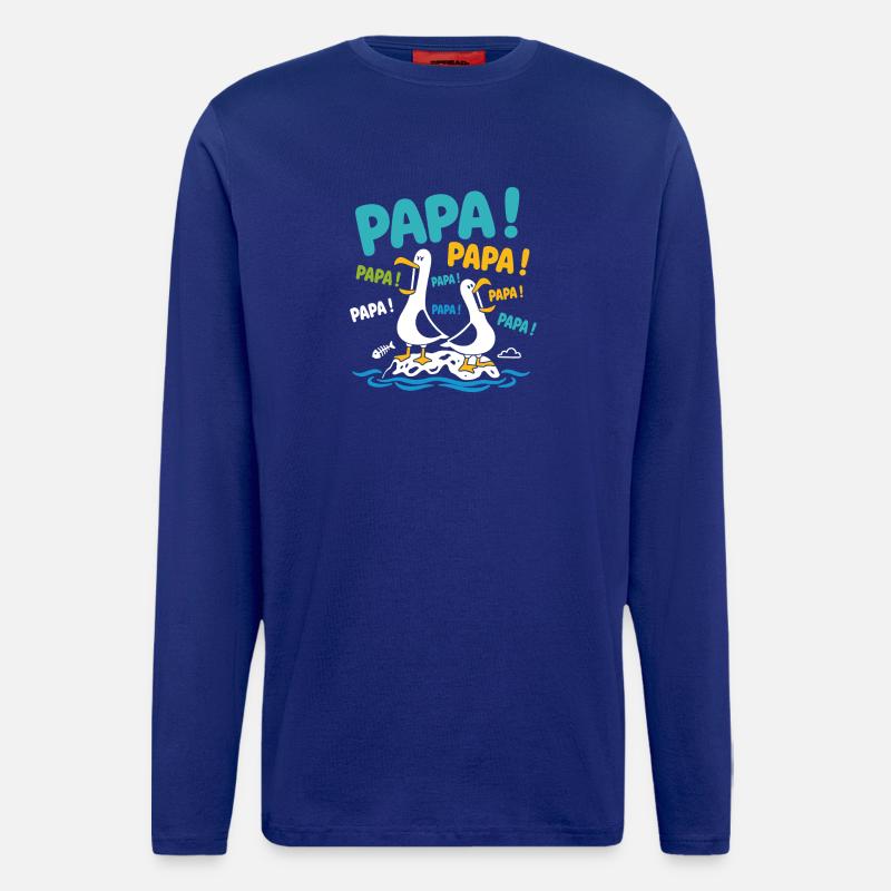 Papas oiseaux  - Manches longues bio décontracté fabriqué en UE - Iconic Blue