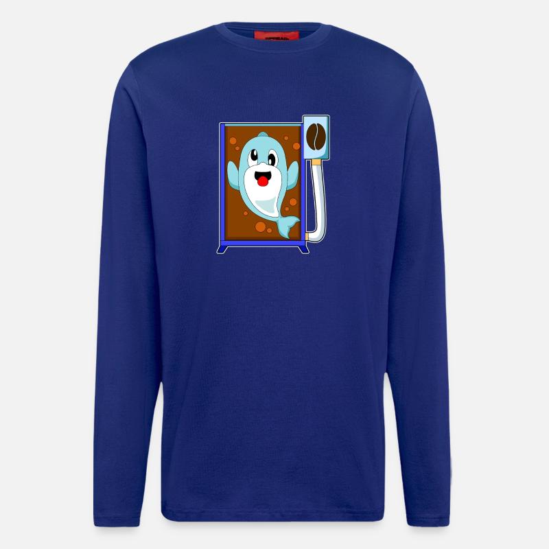 Delfin Kaffeebohne Kaffee - Langarmshirt - made by SPREAD  - Iconic Blue