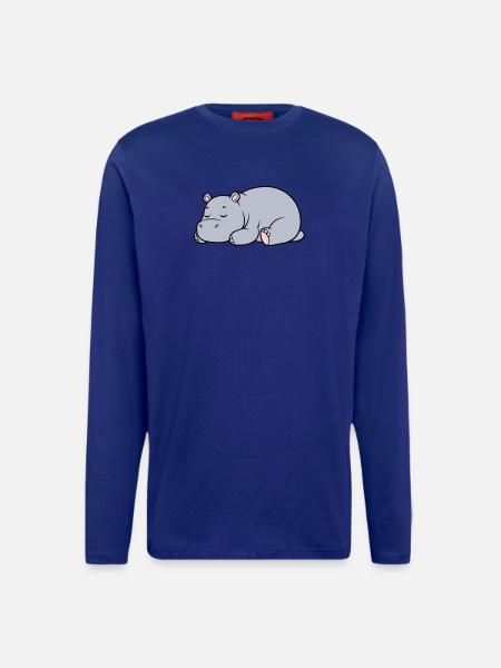 Sleeping Hippopotamus Tired Lazy Vector - Longsleeve - made by SPREAD  - Iconic Blue
