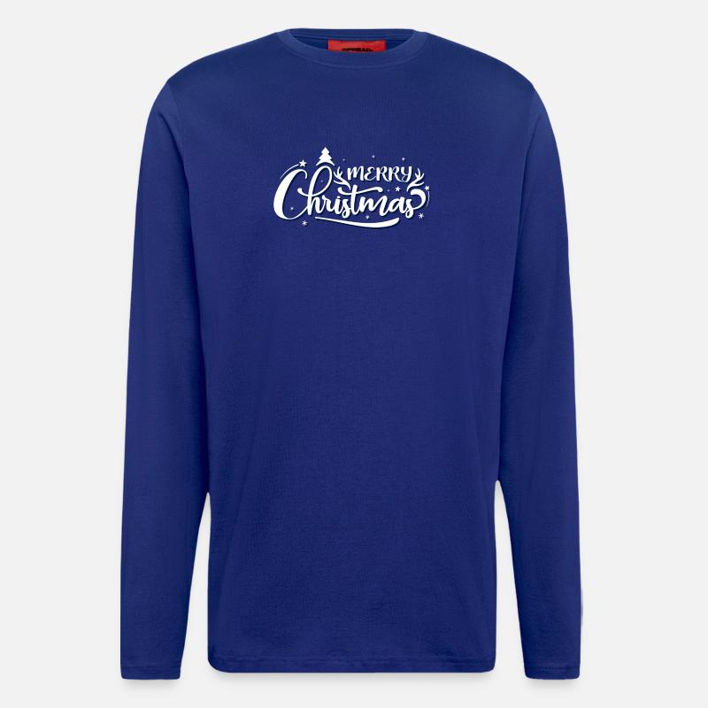Ornate Merry Christmas Script - Longsleeve - made by SPREAD - Iconic Blue