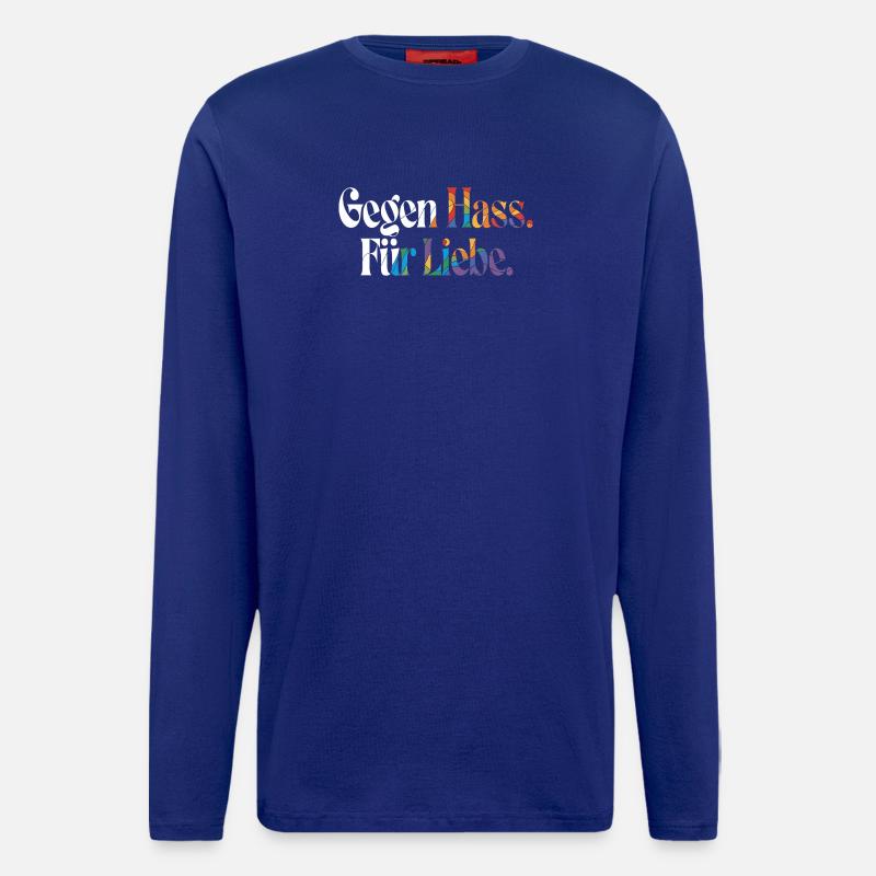 Liebe statt Hass Spruch Positivity Statement - Langarmshirt - made by SPREAD - Iconic Blue