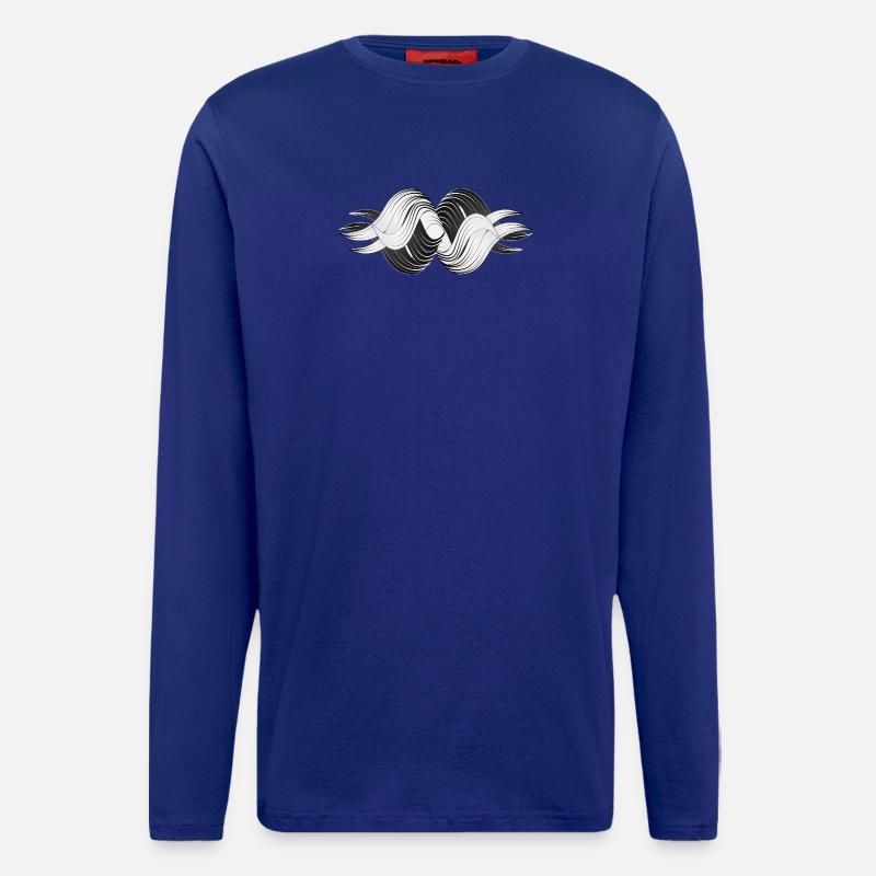 Abstrakte Formen – Dynamisches Schwarz-Weiß Design - Langarmshirt - made by SPREAD  - Iconic Blue