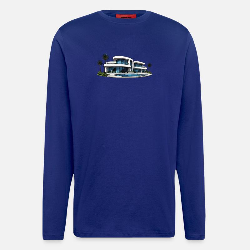 Luxury villa with round pool - Longsleeve - made by SPREAD - Iconic Blue