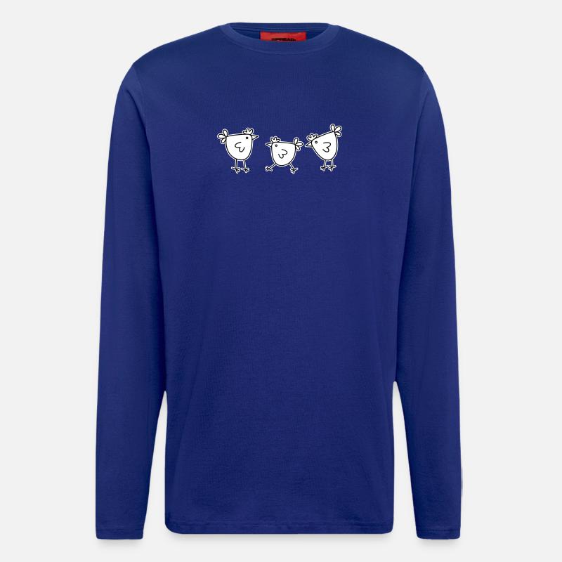 3 Hühner Hennen Federvieh - Langarmshirt - made by SPREAD - Iconic Blue