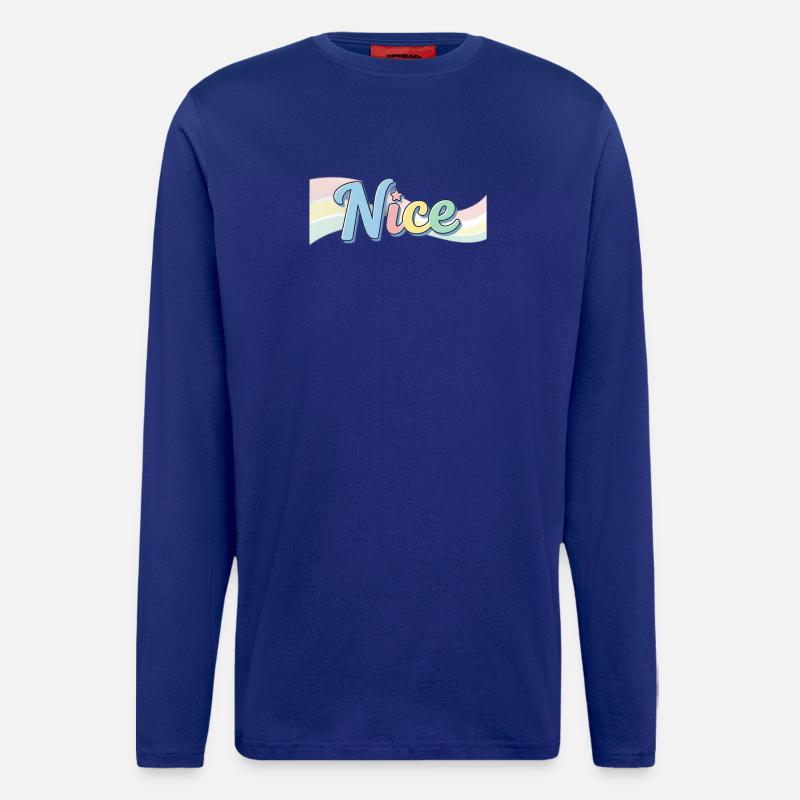 Nice Style-Design mit Regenbogentext - Langarmshirt - made by SPREAD  - Iconic Blue