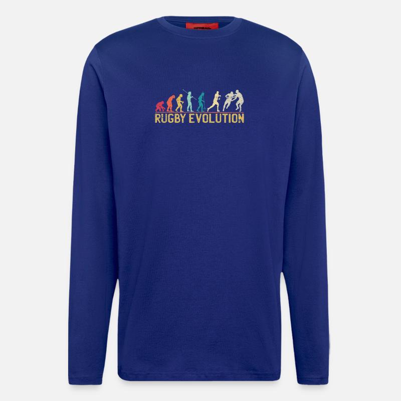 Rugby Evolution Silhouette Design - Longsleeve - made by SPREAD  - Iconic Blue