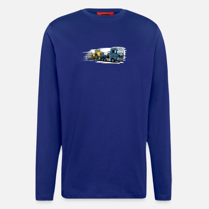 Low-loader with wheel loader - Longsleeve - made by SPREAD  - Iconic Blue