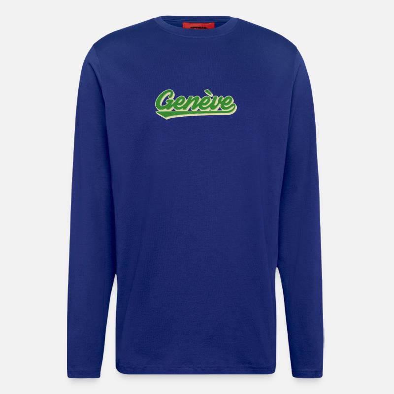 Genève Grün Retro Script - Langarmshirt - made by SPREAD  - Iconic Blue