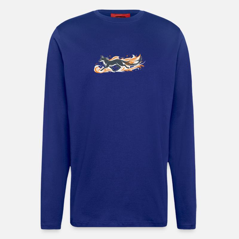 Flammender Fuchs im Feuerflug - Langarmshirt - made by SPREAD  - Iconic Blue