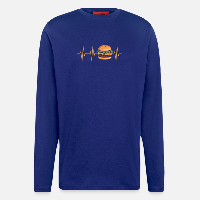 Burger Herzschlag Comic - Langarmshirt - made by SPREAD  - Iconic Blue