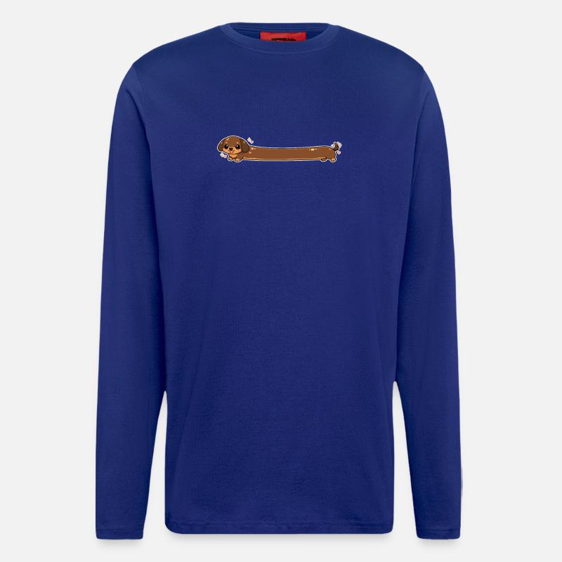 Long, teckel mignon - Manches longues bio décontracté fabriqué en UE - Iconic Blue
