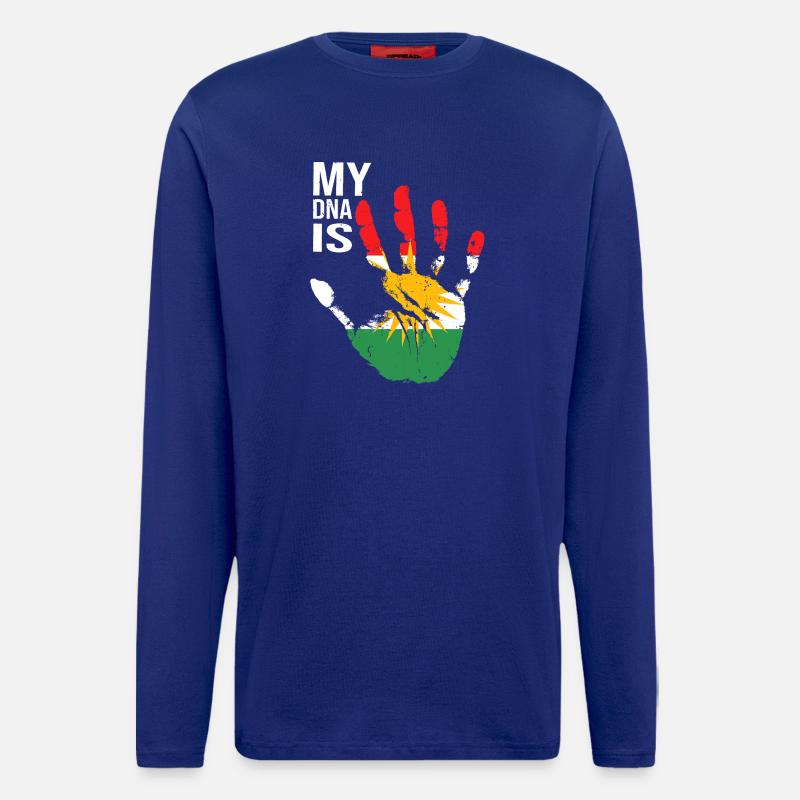 Kurdistan Kurden Handdesign mit Flagge - Langarmshirt - made by SPREAD  - Iconic Blue