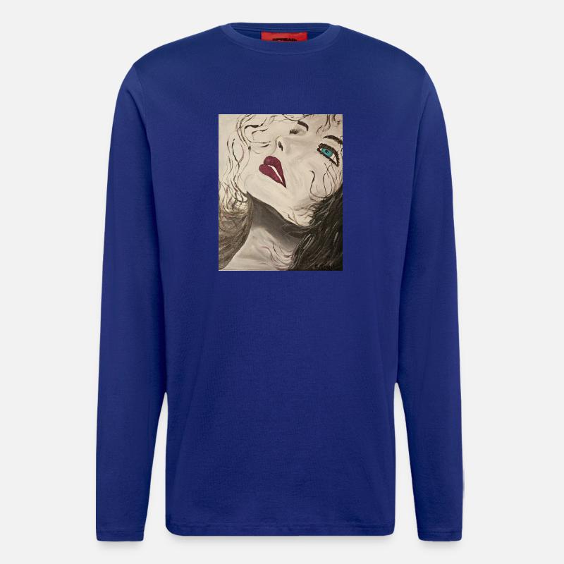 Expressionistisches Porträt mit Blauem Blick - Langarmshirt - made by SPREAD  - Iconic Blue