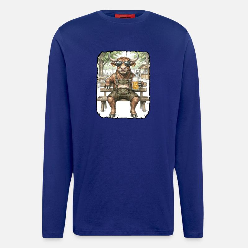 Stier Bulle Biergarten - Langarmshirt - made by SPREAD  - Iconic Blue