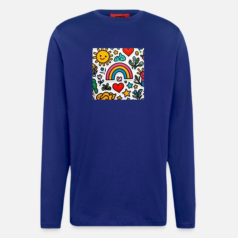 Fröhlicher Doodle-Regenbogen - Langarmshirt - made by SPREAD  - Iconic Blue