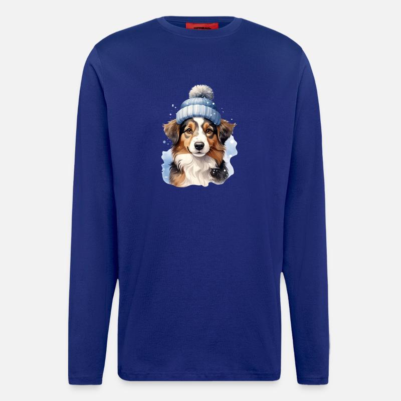 Ein Hund im Winter im Schnee - Langarmshirt - made by SPREAD  - Iconic Blue
