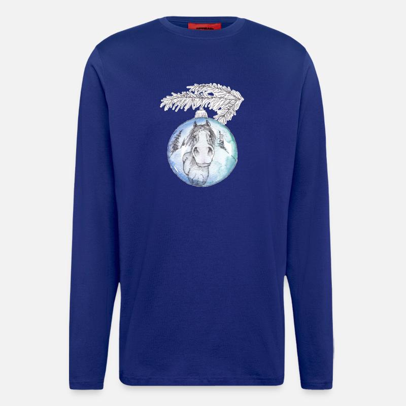 Weihnachtskugel Merry Christmas blau Pferd - Langarmshirt - made by SPREAD  - Iconic Blue